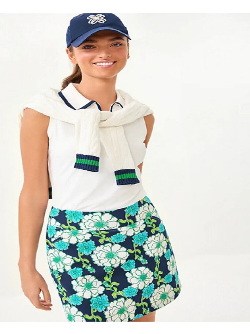 NEW LILLY PULITZER upf 50+ monica skort go big golf low tide navy sz 10